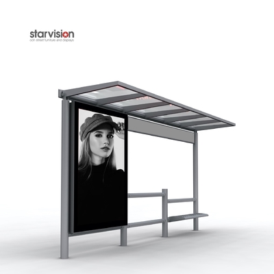 Safety Glass Flat Roofed Smart Bus Shelter Impact Resistant With CLP