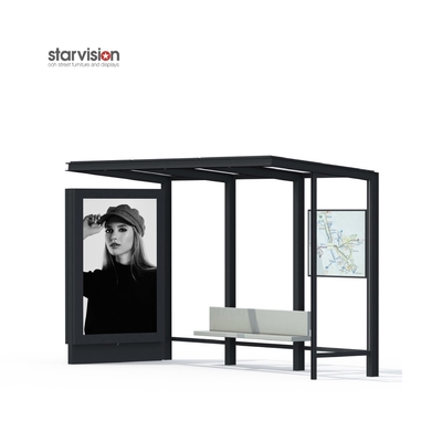 250W Tailored Aluminum Smart Bus Shelter Scrolling Poster For Municipal