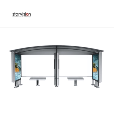 Integrate Dustbin Curve Roofing Smart Bus Shelter Mobile Charging For Commuters