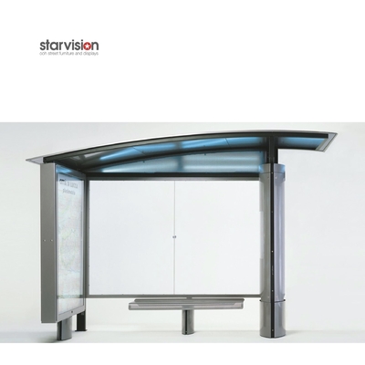 Aluminum Alloy 250W Bus Stand Shelter Curve Roofing Static scrolling