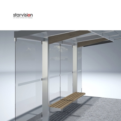 Aluminum Alloy Bus Stop Waiting Shed With 10mm Clear Tempered Glass