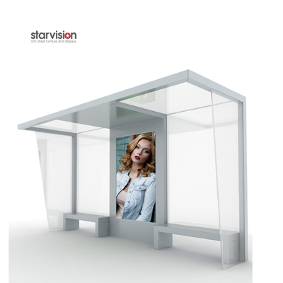 Antirust Powder Coating Metal Smart Bus Shelter With Static Poster
