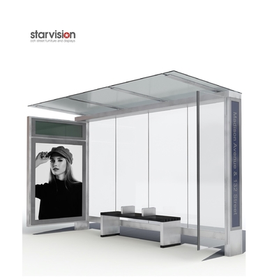 High Corrosion Resistance L4200mm Smart Bus Shelter With Safety Glass Roof