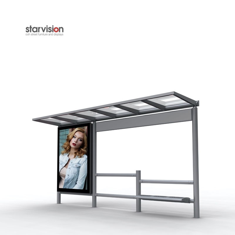 Safety Glass Flat Roofed Smart Bus Shelter Impact Resistant With CLP