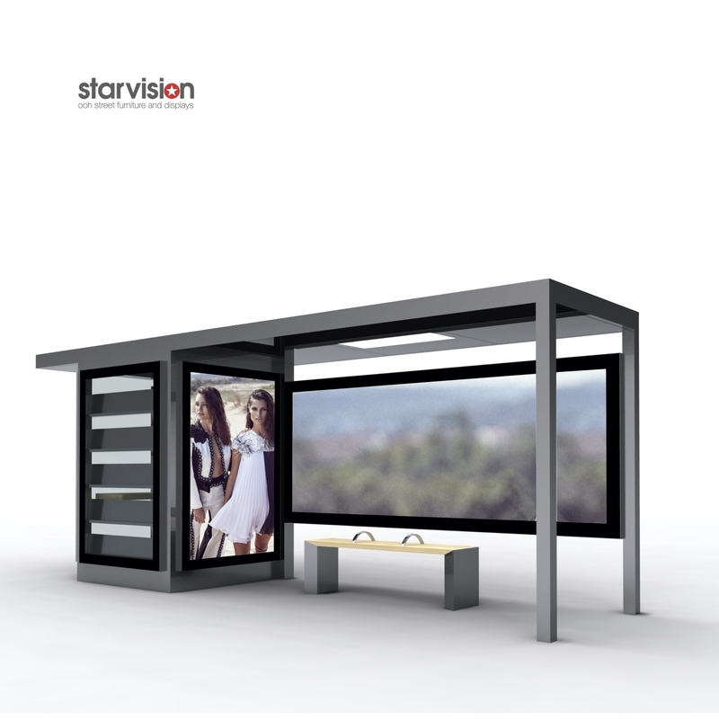 Anti Rust 4200mm Length Smart Bus Shelter With Advertising Multi Poster