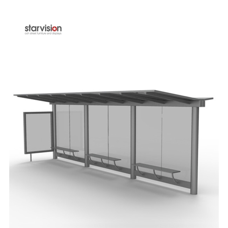 Double Sided Advertising Smart Bus Shelter Anti Corrosion Aluminum Flat Roof